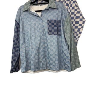 Blue Checkered Button-Up Shirt bundle of 2 sz m